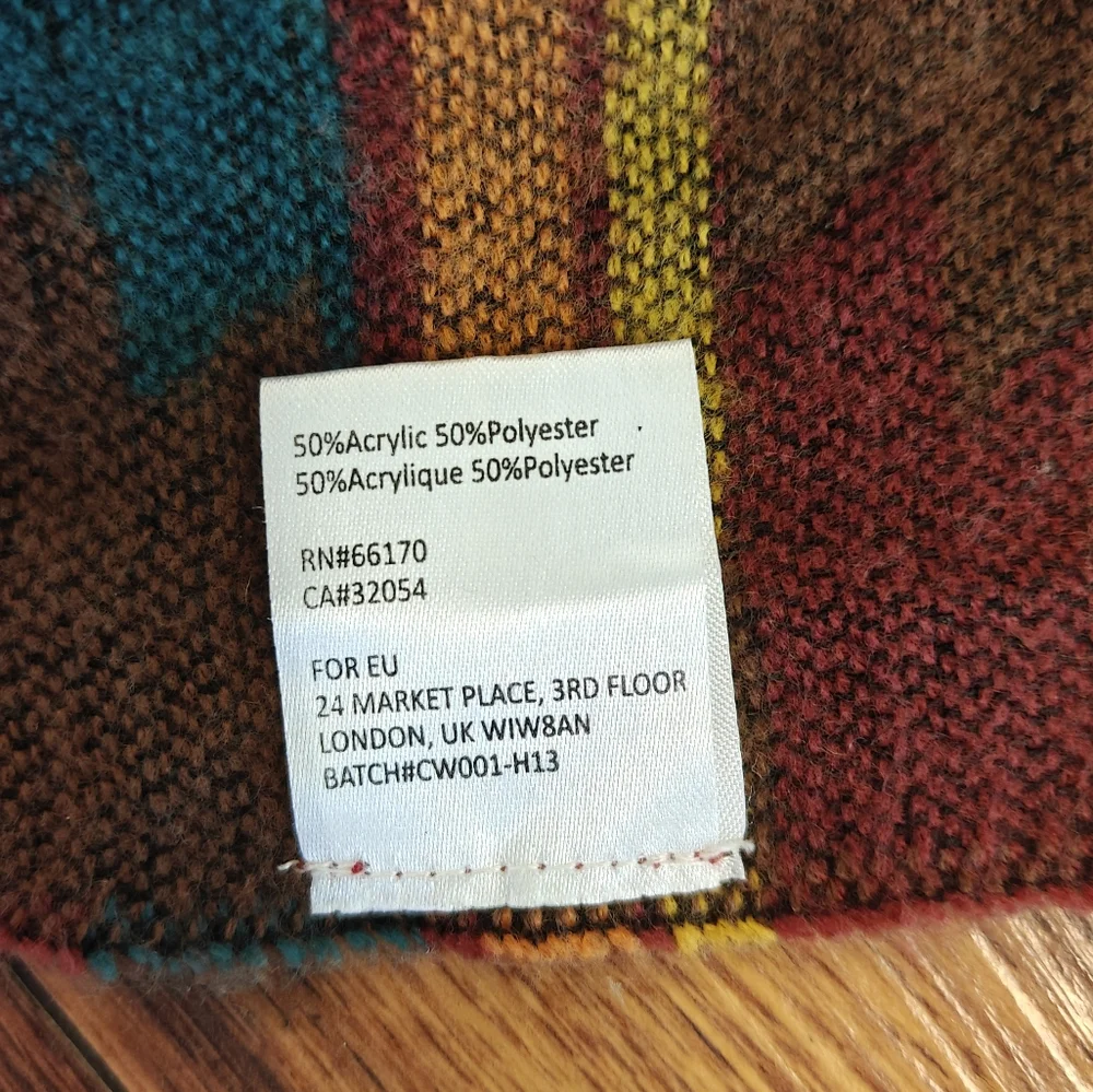 Aztec Blanket Scarf Western Tribal Pattern Fringe Cabincore Brown Magenta Womens